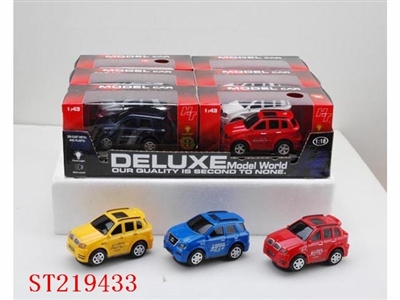 6PCS PULL-BACK CAR WITH LIGTH AND MUSIC (2 STYLES 3 COLORS ASST)BATTERY - ST219433
