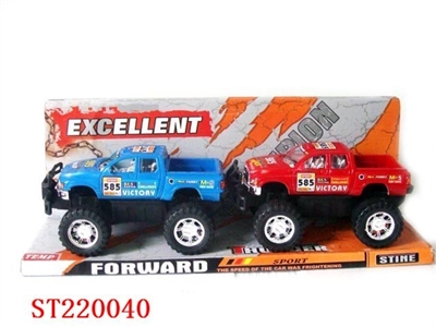 惯性越野屏封皮卡车（2只装）/二色混装 - ST220040