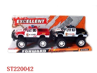 惯性越野警用屏封皮卡车（2只装）/二色混装 - ST220042