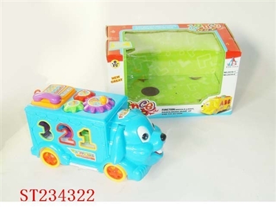 电动万向摇摆卡通积木车（带灯光音乐） - ST234322