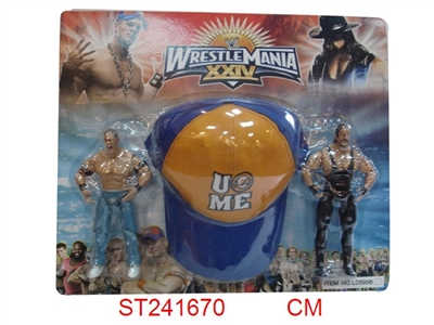 WWE摔角斗士18公分人偶2只（语音灯光包电）+帽子 - ST241670