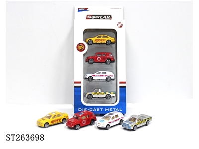 1:64 SLIDING METAL CAR (POLICE CAR & AMBULANCE & TAXI & FIRE ENGINE) - ST263698