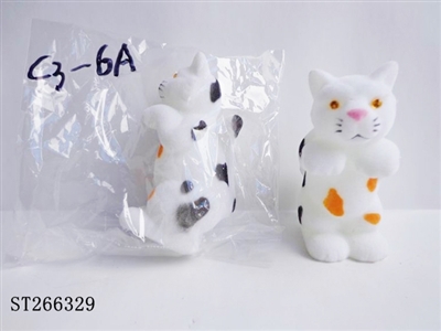 搪胶植绒两脚站立猫带哨 - ST266329