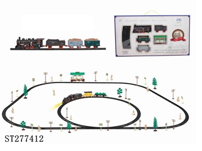 B/O CLASSIC RAIL TRIAN SET WITH BUS SHELTER & LIGHT /106PCS - ST277412