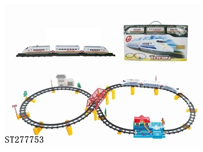 音乐电动立体轨道火车配天桥.大车站.大楼(82PCS) - ST277753