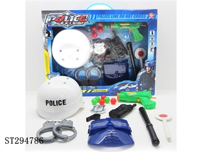 白警察帽套装乒乓球枪 - ST294786