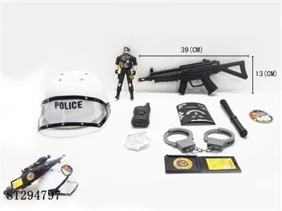 警察套装（白防爆帽冲锋枪火石） - ST294797
