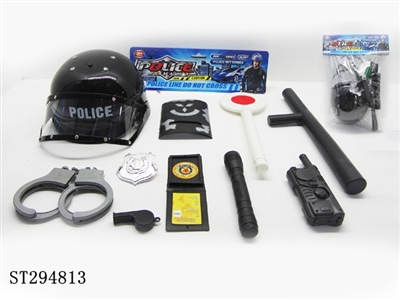 警察大套装（黑防爆帽） - ST294813