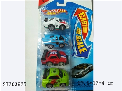 卡通赛车四只吸板回力合金车 - ST303925