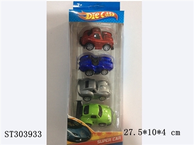 4只开窗盒Q版卡通回力合金赛车 - ST303933