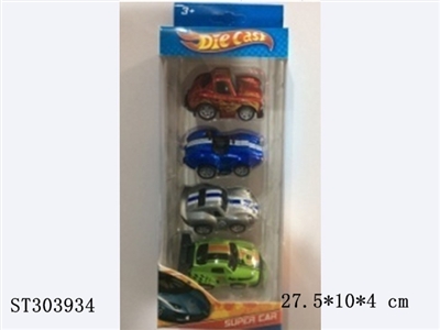 4只开窗盒Q版卡通回力合金赛车 - ST303934