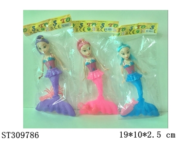 7寸带灯光空心美人鱼配海底动物（3色混装） - ST309786
