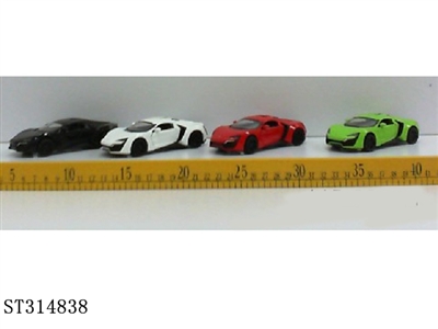 1:36回力合金车（带灯光/音乐）  没尾灯莱肯速72-4色混装 - ST314838