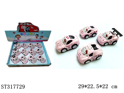 12只装展示盒KT猫卡通回力合金车(4款混装) - ST317729