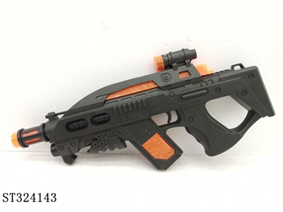 黑色电动仿真枪带灯光、音乐、动作 - ST324143