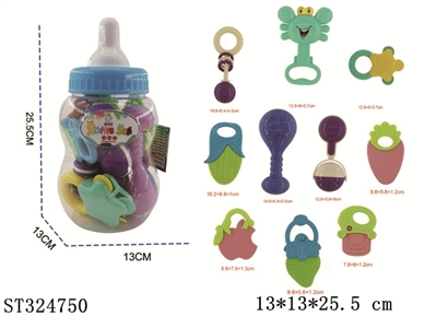 婴幼儿小奶瓶手摇铃 10件套含5块牙胶 - ST324750