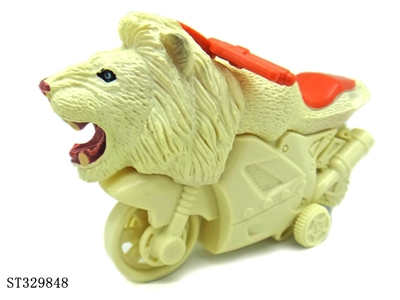 Friction Wild Animal Stunt Motorcycle-White Lion - ST329848