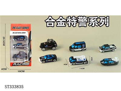 1:64 SLIDING DIE CAST POLICE CAR (MIXED 6 KINDS, 3PCS/SET) - ST333835