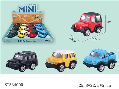 PULL BACK DIE CAST OFF-ROAD CAR(MIXED 4 KINDS,12PCS/BOX) - ST334000