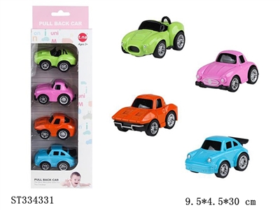 Q version of the mini alloy rewind racing 4PCS - ST334331