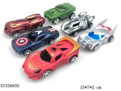 6pcs卡通小汽车 回力 喷漆 比赛 塑料【英文包装】 - ST336935