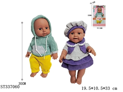 2款式全搪胶黑人肥童娃娃 12寸 搪胶【英文包装】 - ST337060
