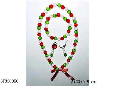 圣诞饰品串珠项链+手链+耳夹耳钩 - ST338356