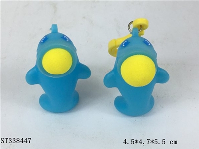 蓝色小鲨鱼钥匙扣射击吐泡泡解压发泄玩具 - ST338447