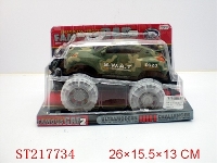 ST217734 - 惯性迷彩明轮越野车/音乐.灯光.4灯红蓝2闪.包电（军蓝.军绿）