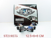 ST219275 - DIE-CAST PULL-BACK POLICE CAR WITH LIGHT&IC 6PCS,BLUE,BLACK ASSORTED)