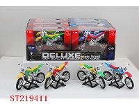 ST219411 - 6PCS DIE-CAST METAL CROSS-CRONTRY MITORBIKE WITH MUSIC (4 STYLES,RED,BLUE,YELLOW,GREEN)BATTRTY