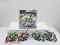 ST219413 - DIE-CAST METAL CROSS-CRONTRY MITORBIKE WITH MUSIC (4 STYLES,RED,BLUE,YELLOW,GREEN)BATTRTY