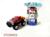 ST220023 - 越野镀座火纹皮卡车(红、银混装)