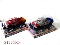 ST220024 - 越野镀座火纹皮卡车(红、银混装)