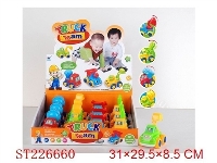 ST226660 - 12合1 卡通笑脸惯性工程车（四款四色混装）