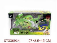 ST226934 - BEN10惯性摩托车带IC+闪灯光 一款一色装
