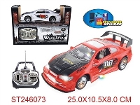 ST246073 - 1：18四通移印充电遥控车（红白2色/车头车轮车底带灯光/带音乐）