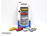 ST263698 - 1:64 SLIDING METAL CAR (POLICE CAR & AMBULANCE & TAXI & FIRE ENGINE)