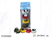 ST303903 - 开窗展示盒4只Q版卡通回力合金车