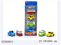 ST303911 - 开窗展示盒4只Q版卡通回力合金车