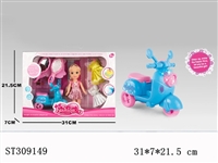 ST309149 - 彩莉萌萌摩托车带灯光音乐/11寸12关节环保身体