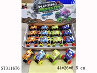 ST311676 - 12只展示盒汽车总动员 涂鸦版大轮避震回力越野合金车