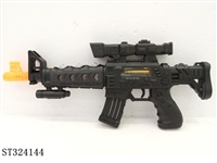 ST324144 - 黑色电动仿真枪带灯光，音乐，动作