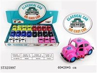 ST325997 - PULL BACK DIE CAST CLASSIC CAR WITH 2 OPENING DOORS AND PATTERN