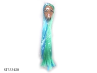 ST333420 - 厚嘴唇头(8寸长直发,一半绿色,一半蓝色) 带耳环套袋