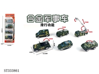 ST333861 - 1:55 SLIDING DIE CAST MILITARY CAR (MIXED 6 KINDS, 4PCS/SET)