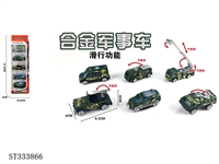 ST333866 - 1:55 SLIDING DIE CAST MILITARY CAR (MIXED 6 KINDS, 5PCS/SET)