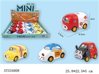 ST334008 - PULL BACK DIE CAST CARTOON CAR(MIXED 4 KINDS,12PCS/BOX)