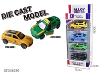 ST334030 - 1: 64 alloy return force door opening net car (4-color and 4-type strip)