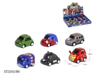 ST334190 - 12PCS 6款复仇者联盟合金车 回力 喷漆【英文包装】